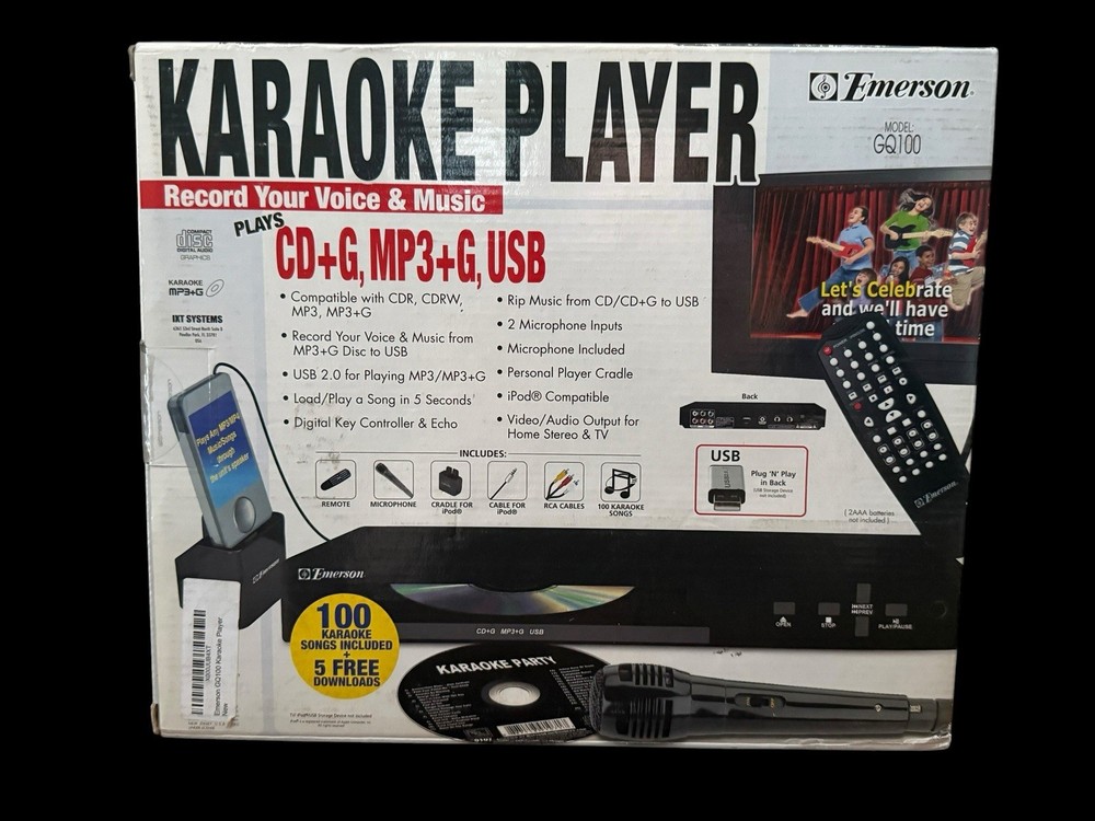 Emerson GQ100 Karaoke CD Player Microphone Remote New SEALED