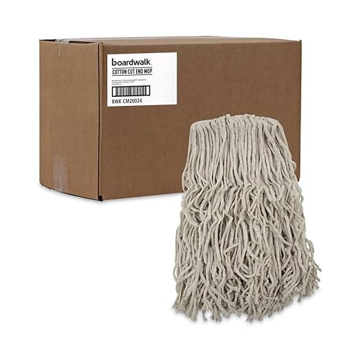 Boardwalk CM20024 Mop Head, Cotton, Cut-End, White, 4-Ply, 24 oz (Case of 12)