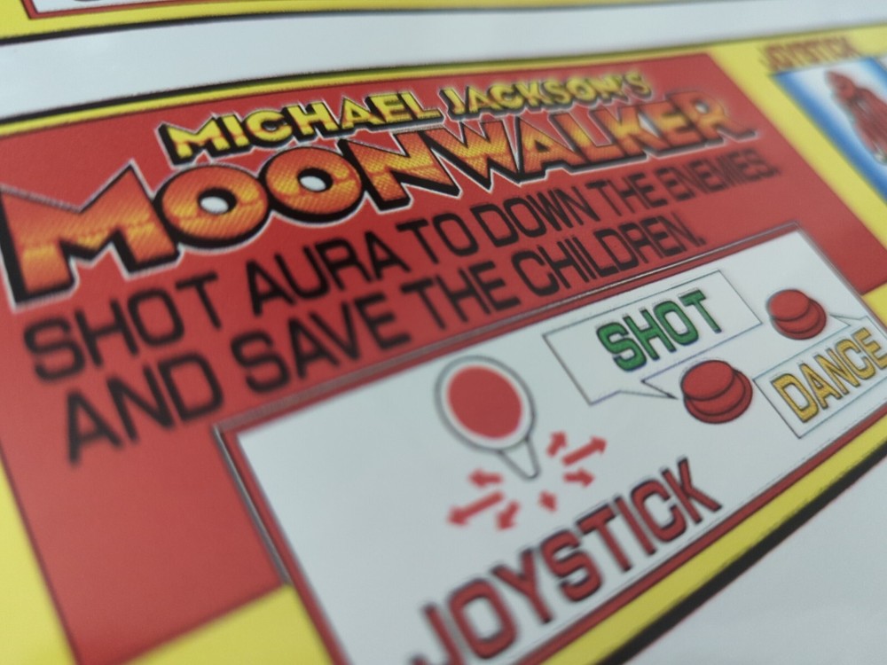 Moonwalker Arcade instruction decals vinal Sega