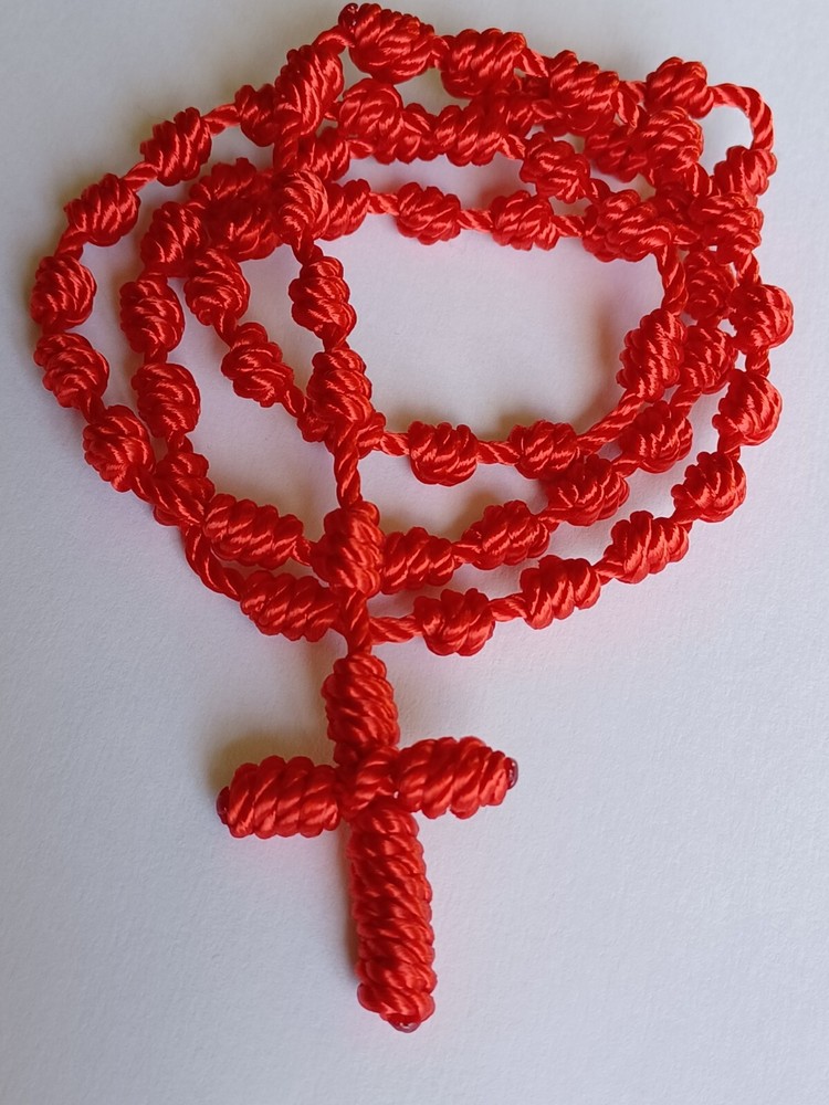 Nylon Rosary Knotted Cord Red