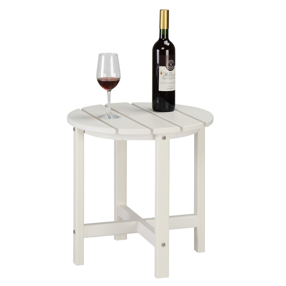 46cm Round White HDPE Side Table, Single Layer Modern Accent Table