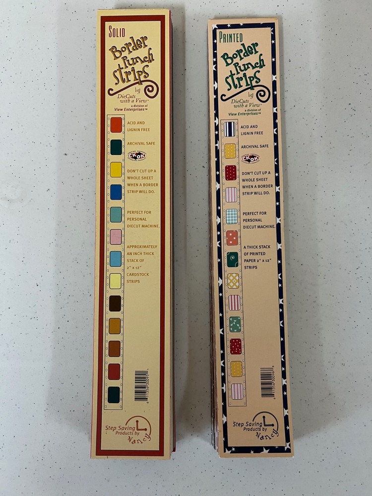 Solid & Print Border Punch Strips - 2 Booklets with 134 Sheets, 2" x 12"