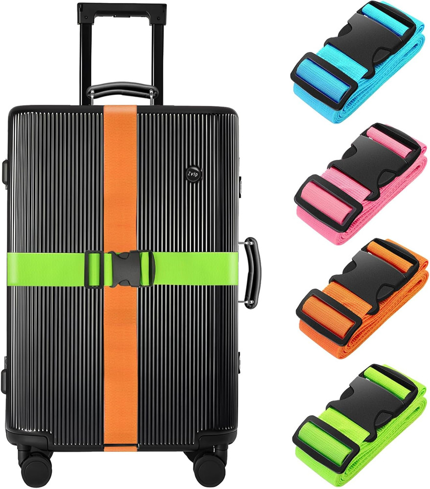 4 Pack Luggage Straps 79" Long Belts Keep Suitcase Secure While Traveling