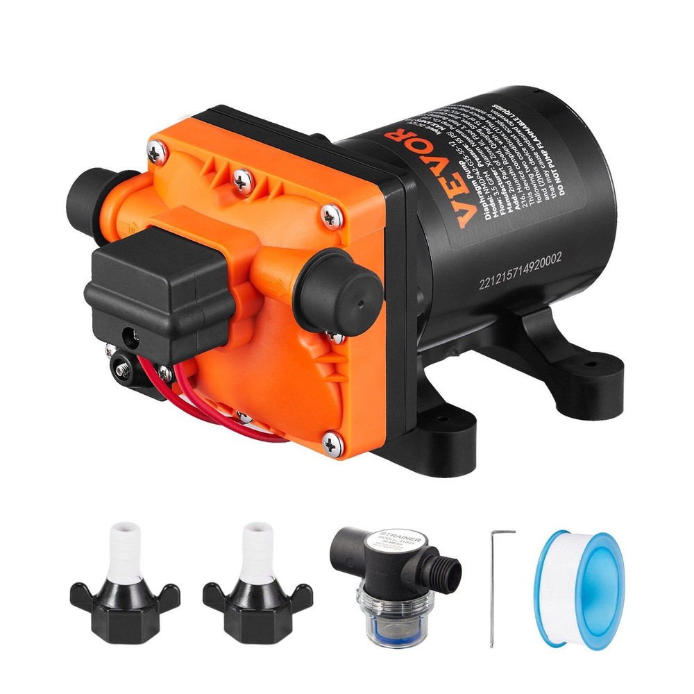 12V 3.5GPM Compact Diaphragm Pump 55PSI with Fast Priming Ability