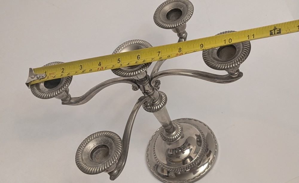 Vintage Silver Plate Adjustable Five Arm Candelabra