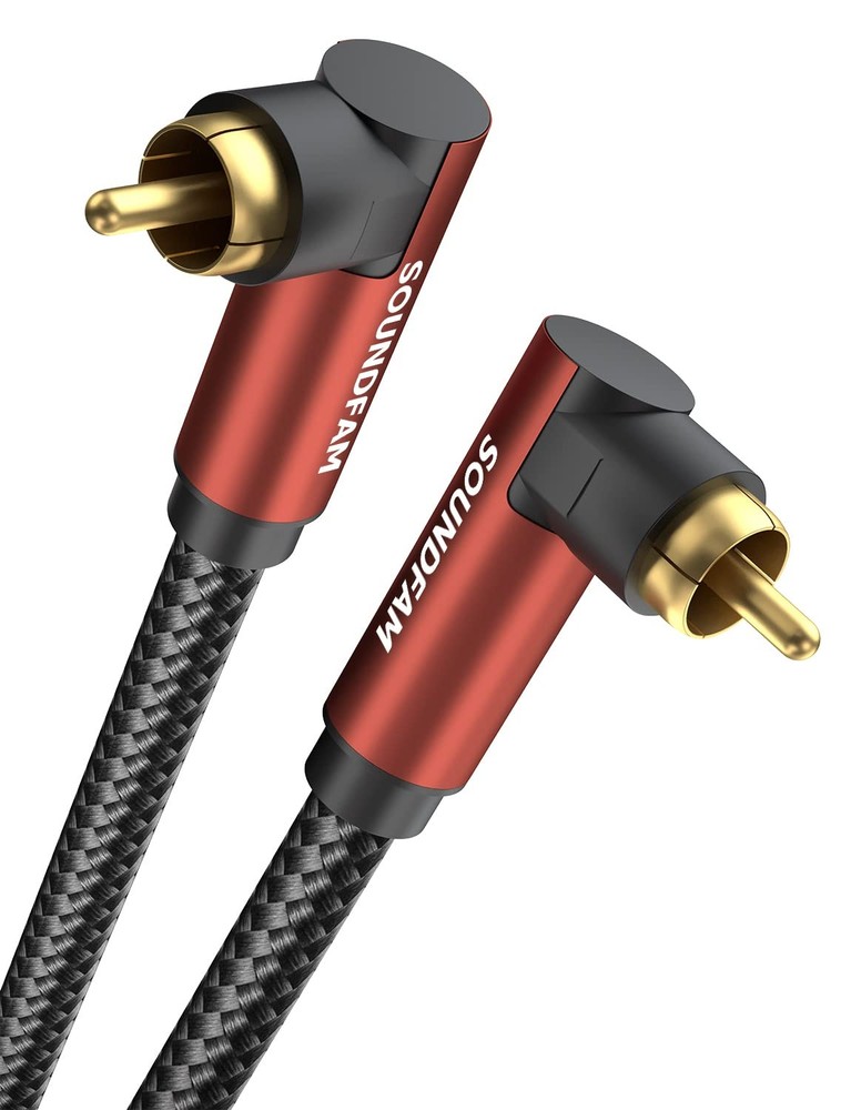 Dual 90 Degree RCA Cable Right Angle 3.3ft/1M, 2 x 90° Plug