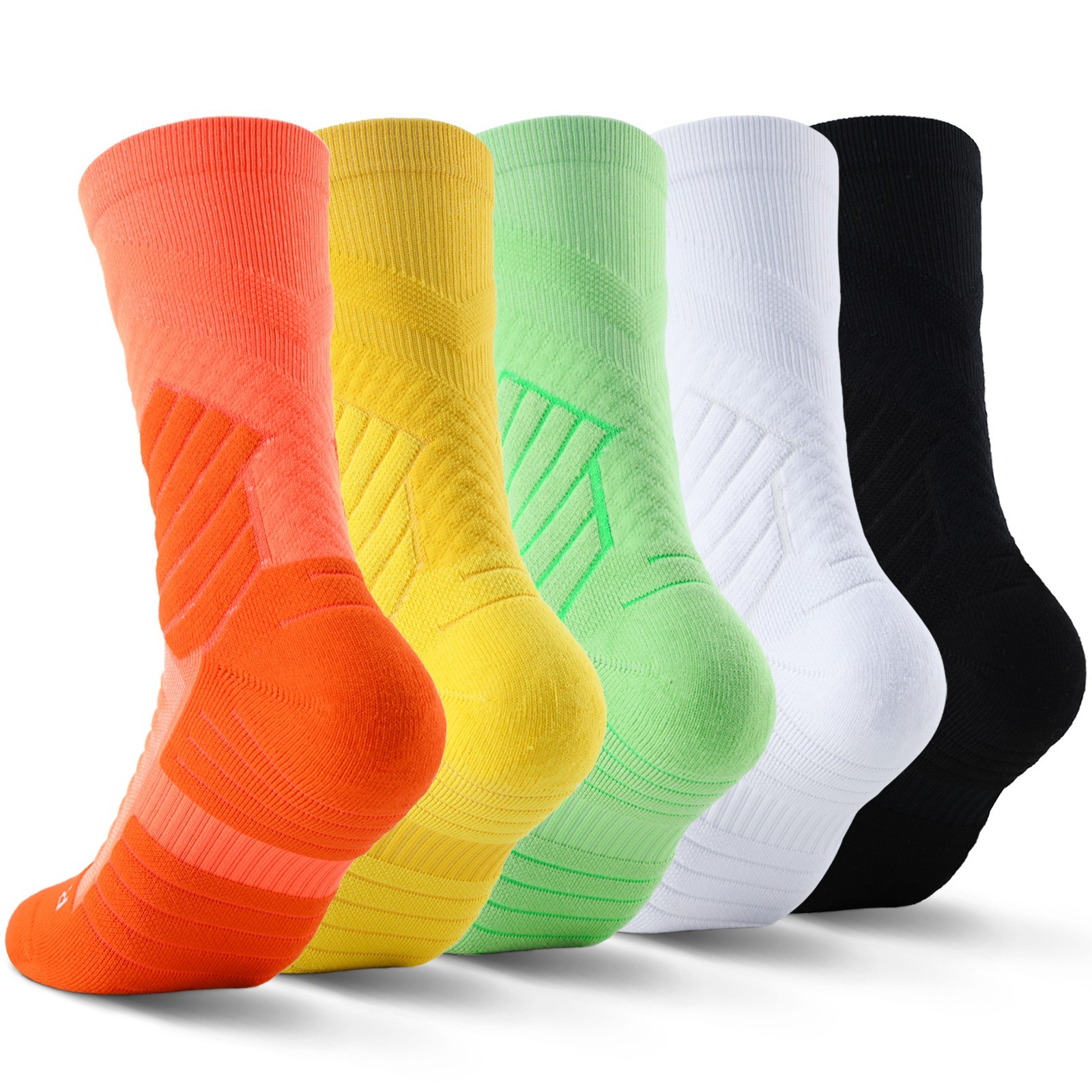 New Plain Mens Compression Crew Athletic Socks,Running Hiking Sport Socks 5 Pack
