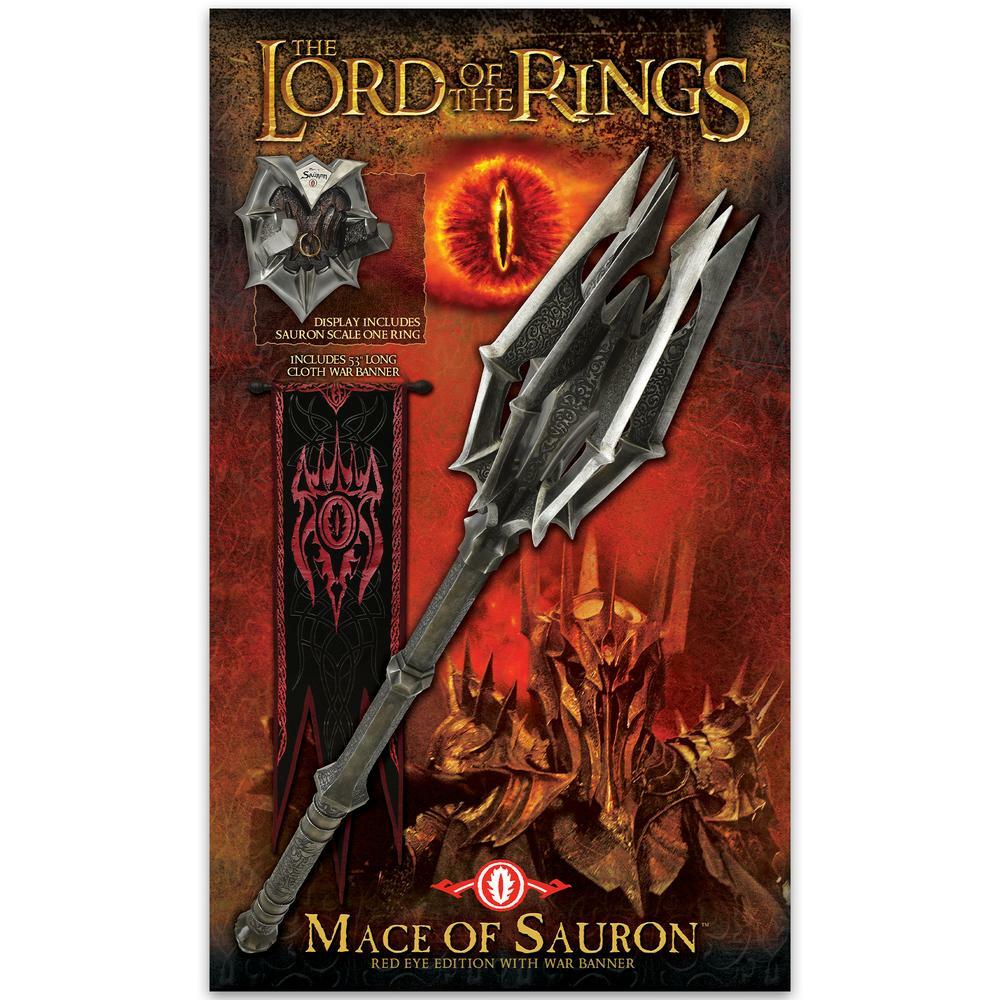 Officially Licensed Lord Of The Rings Mace Of Sauron & Ring Red Eye Edition LOTR