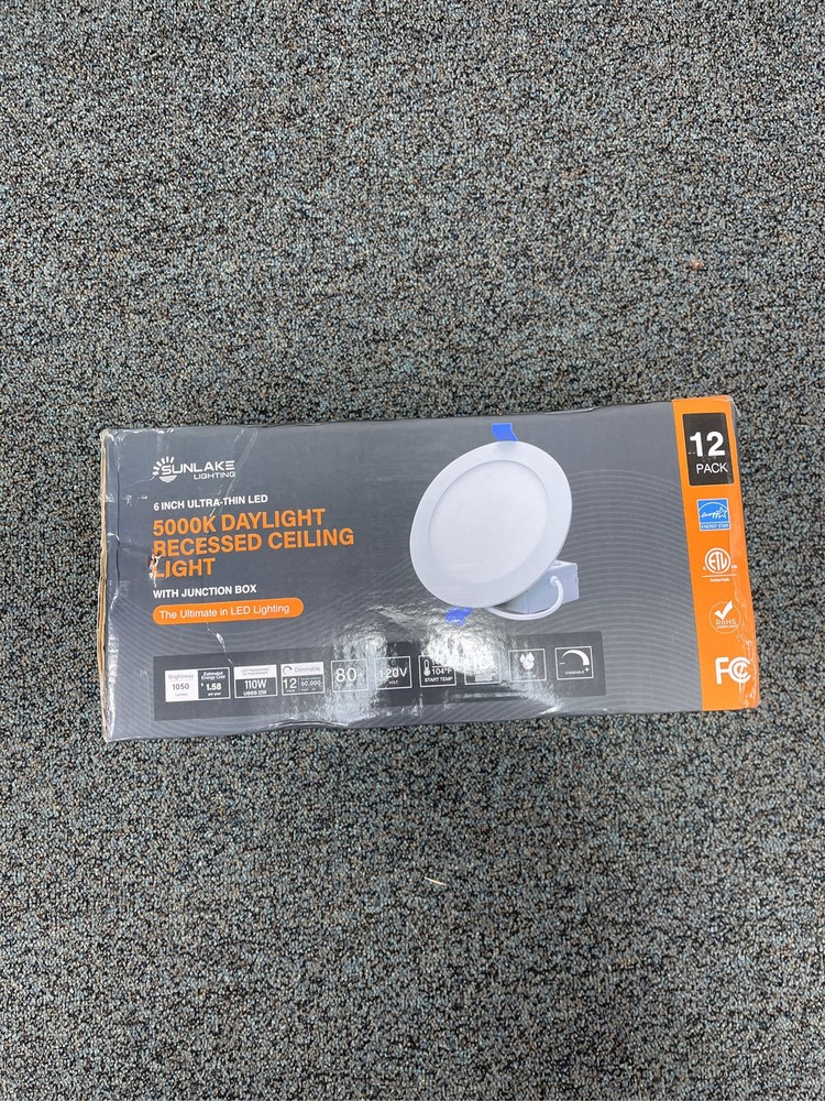 SunLake 12 Pack Recessed Lighting 6 inch Ultra-Thin LED Ceiling Light + Junction