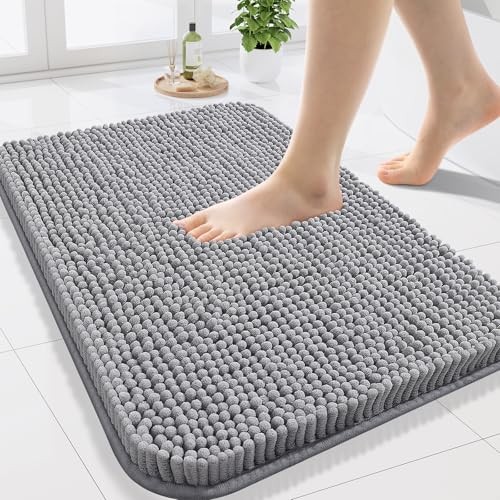Bathroom Rugs 24x16, Extra Soft Absorbent Shaggy 24" x 16" Rectangular Grey