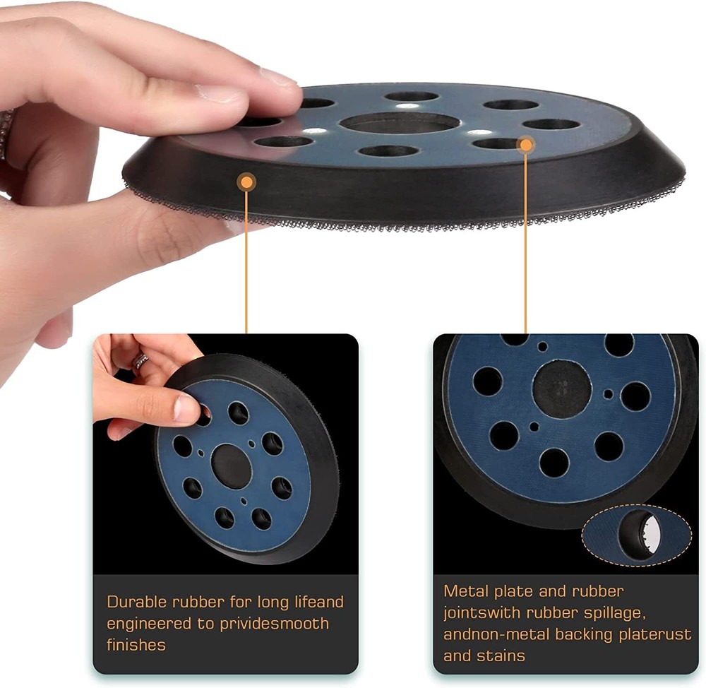 2PACK 5"Orbital Sander Replacement Pads Hook Loop for Dewalt/Makita/Porter Cable
