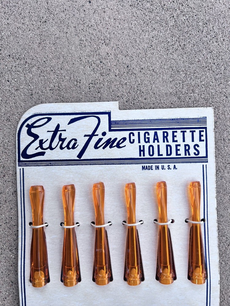 Vintage 12 Extra Fine Cigarette Holders Clear Orange Plastic 3"
