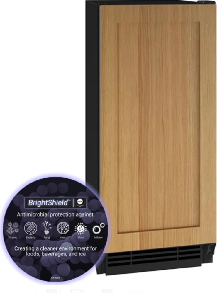 U-Line UHBV115-IS01A Black One-Section Solid Door Refrigerator