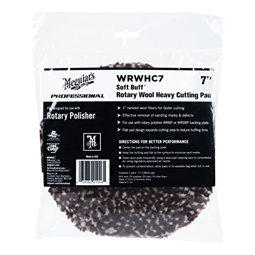 Soft Buff 7" Rotary Wool Heavy Cutting Pad, 1 Pack WRWHC7