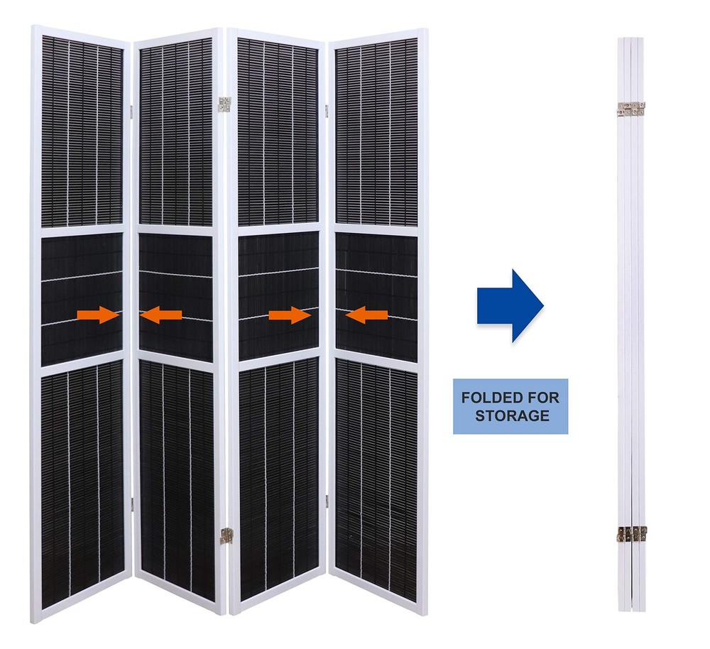 4 Panel 6ft Tall Modern Style Standing Wall Partition Room Divider Panel Indo...