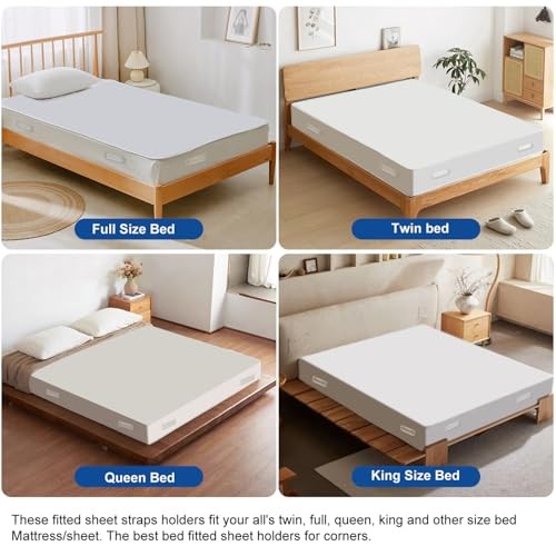 Bed Sheet Holders for Corners, Fitted Sheet Holders Keep Sheets Firm & White