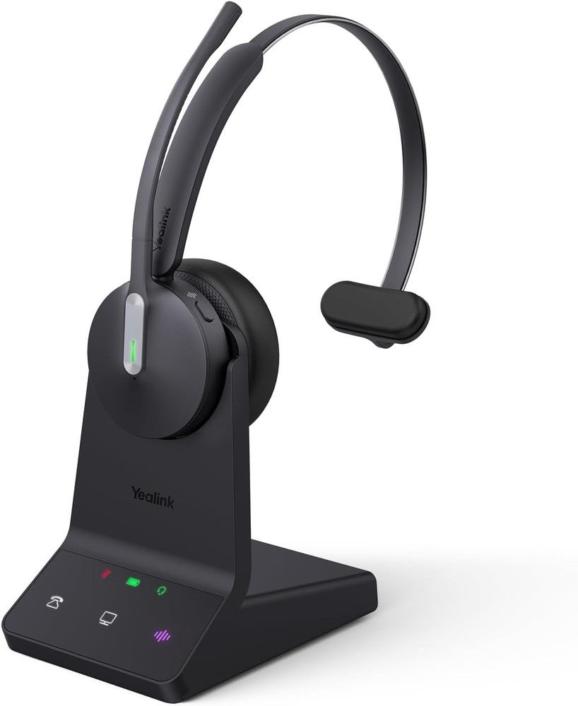 Yealink WH64 DECT & Bluetooth Mono UC 606ft Long Range Wireless Headset  - Black