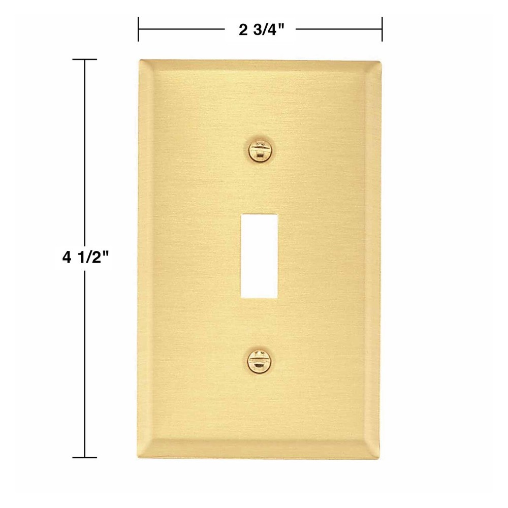 Brass Toggle Switch Plate Rectangular Wall Plate 4.5" H x 2.75" W Standard Size