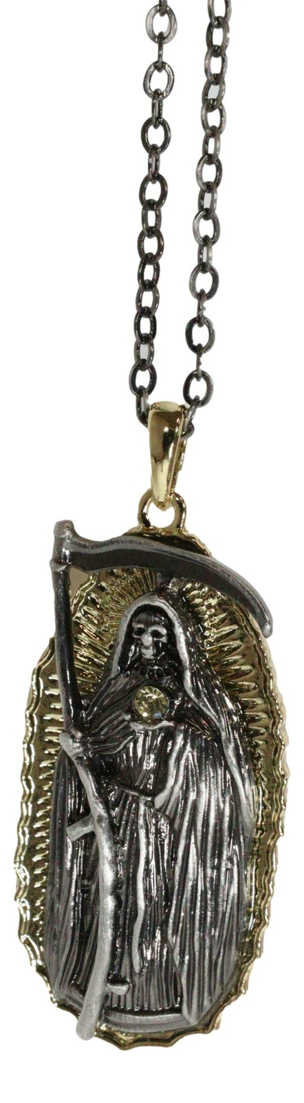 Day Of The Dead Santa Muerte Pewter Necklace Our Lady Of Holy Death Lead Free