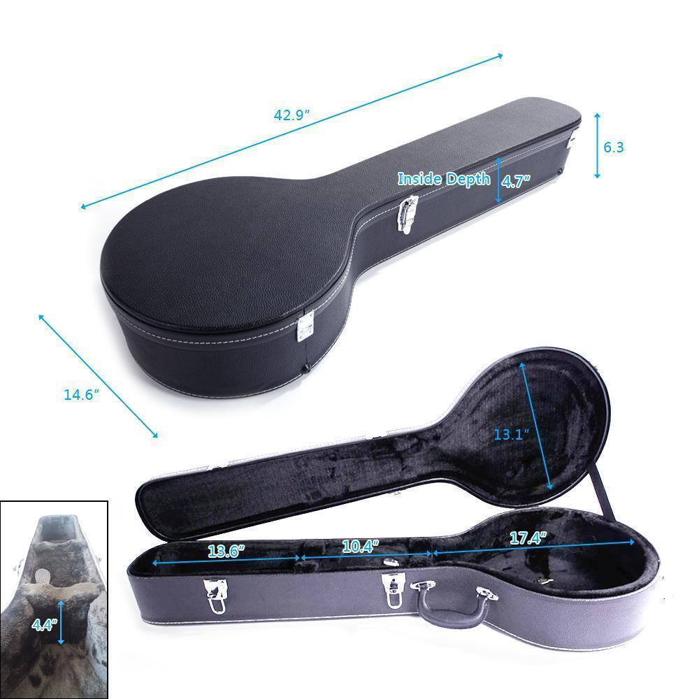 Glarry Hardshell Leather Hard Case Professional for5/6-string Banjos