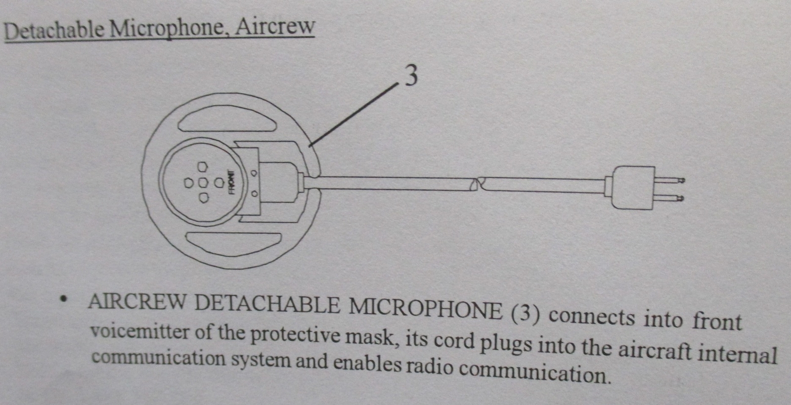 🔥NOS M40 M42 SERIES GAS MASK DETACHABLE MICROPHONE CABLE COMMS ADAPATER CVC🪖
