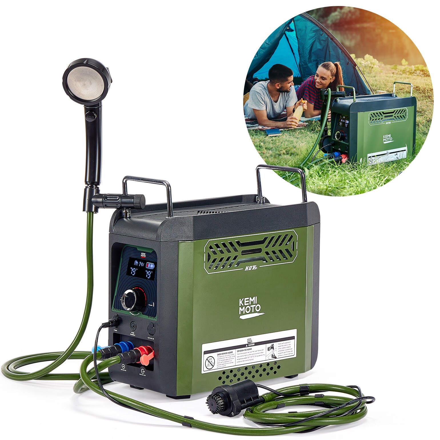 Portable Shower Propane Water Heater W/Pump for Outdoor Camping Hunting Cleaning