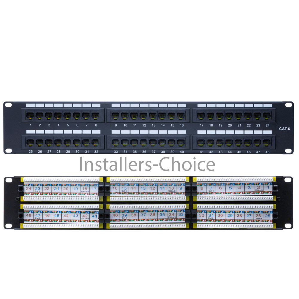 48 port Cat6 UTP LAN wall mount patch panel bracket RJ45 110 Network