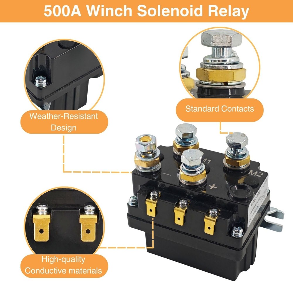 12V 500A Heavy-Duty Winch Solenoid Relay Control Box Wireless Remote Controller