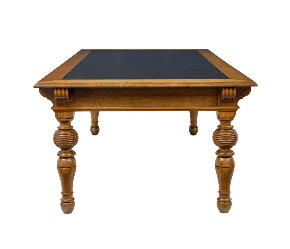LARGE 19TH CENTURY CARVED OAK LIBRARY TABLE