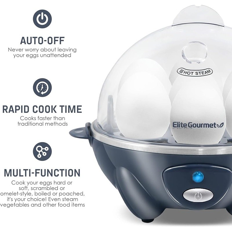 Egg Cooker Rapid Boiling Easy Peel Timer Multi Function Poacher Steamer New