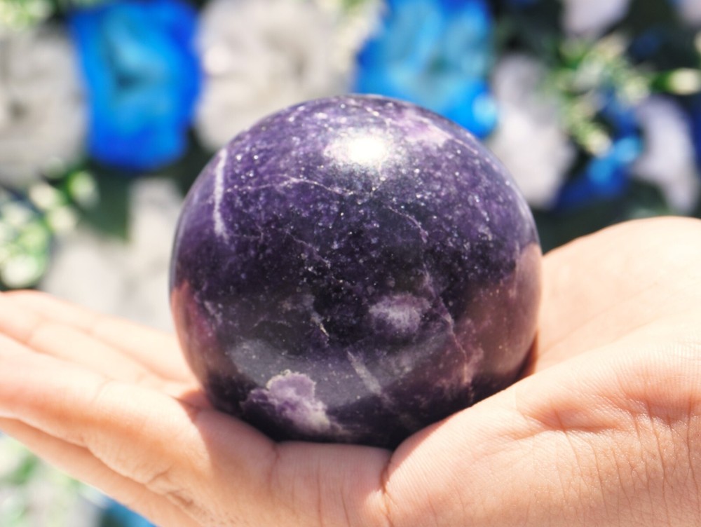Natural 55MM Lepidolite Stone Metaphysical Sphere Ball