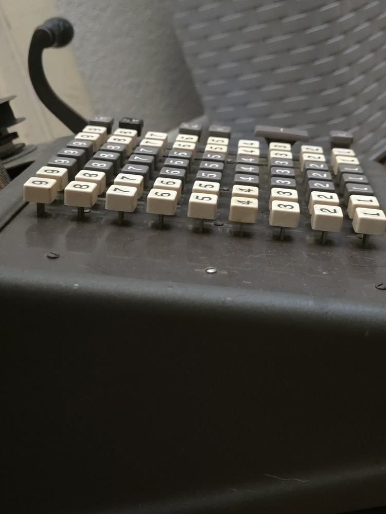 Burroughs Adding Machine Hand Crank With Cover Vintage