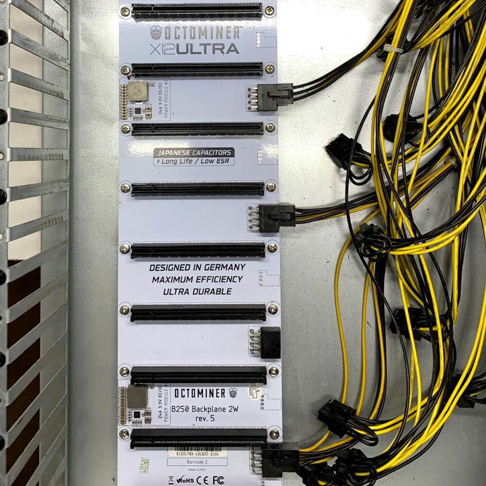 Custom Octominer X12ULTRA 12 GPU Crypto Mining Rig 2250W 4GB G3900 **NO GPUs**