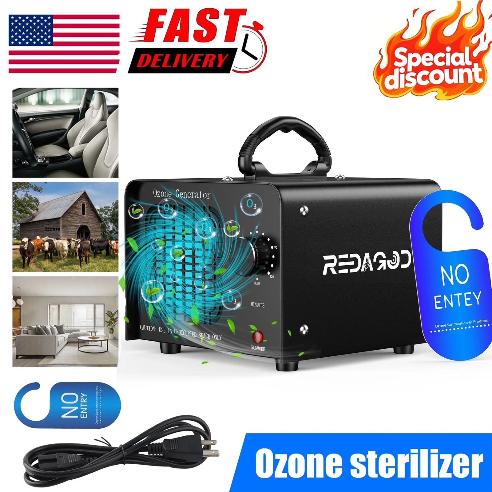 48000mg/h Ozone Generator Machine Air Purifier Ionizer Ozonator Timer for Home U