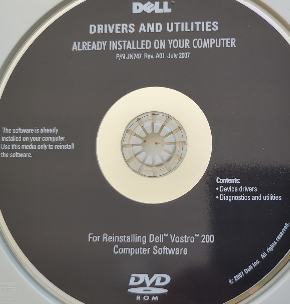 Vintage - Dell Drivers and Utilities for Vostro 200 Computer Software, 2007