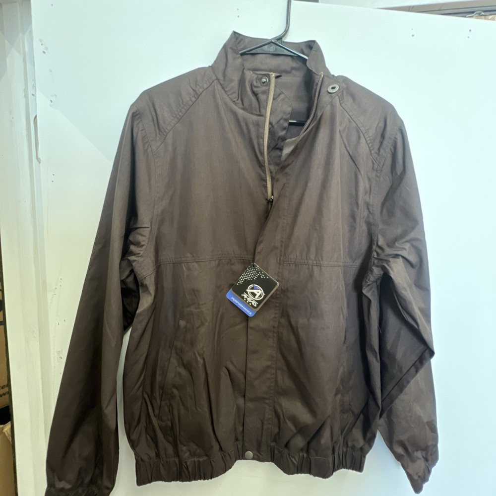 Ahead Waterproof Jacket Men Small Brown Pockets Snap Inside Zip Golf Performance