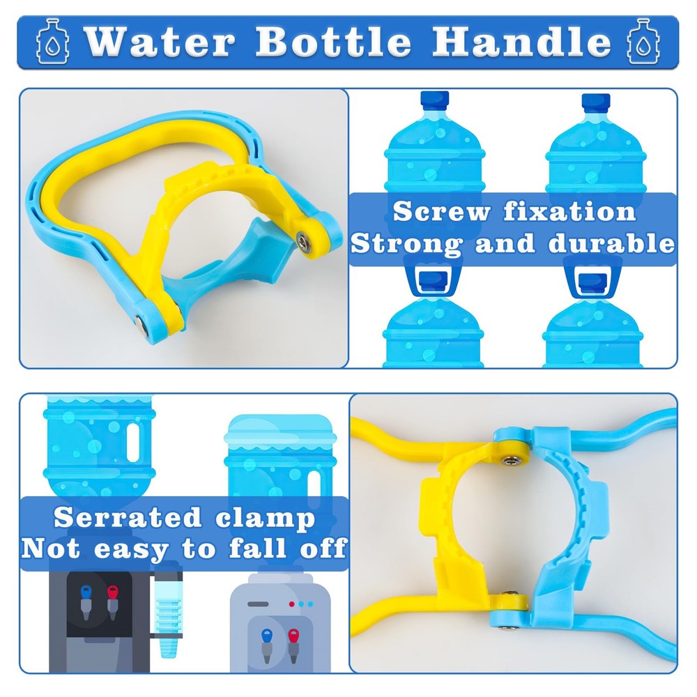 2 Pack 5 Gallon Water Bottle Handle, Stable Ergonomic Jug Blue