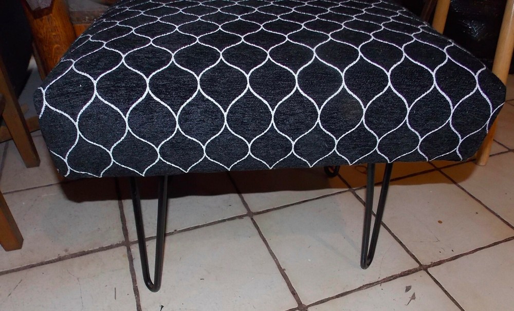 Black Mid Century Footstool / Stool  (FS103)
