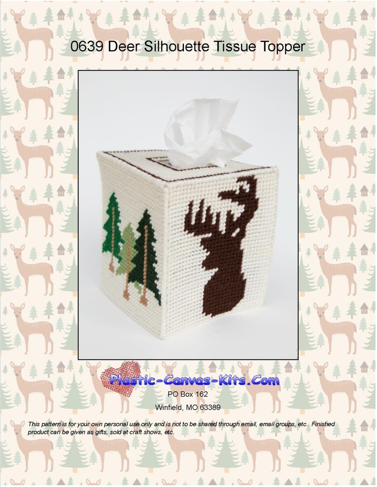Deer Silhouette Tissue Topper-Plastic Canvas Pattern or Kit