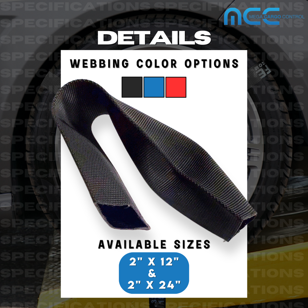 10 Pack 12" Sliding Sleeve Webbing Web Protector for 2" Ratchet Tie Down Strap