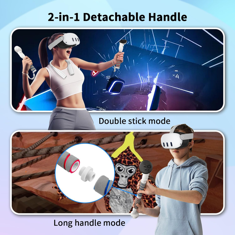 Handles Extension Grips for Quest 3/Quest 3S Controller Accessories, VR Handle