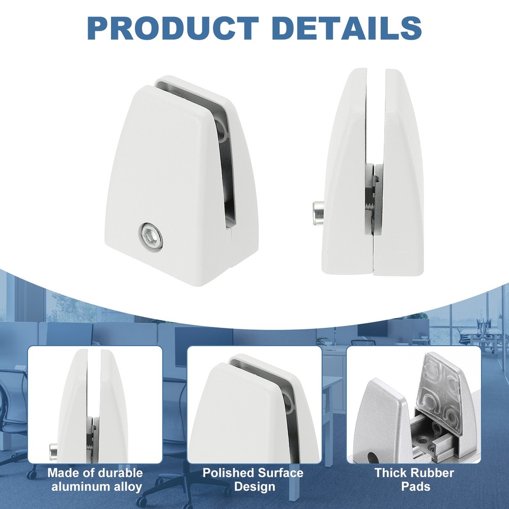 Partition clamp 1.7x1.1x2.4", 8pc, matte white