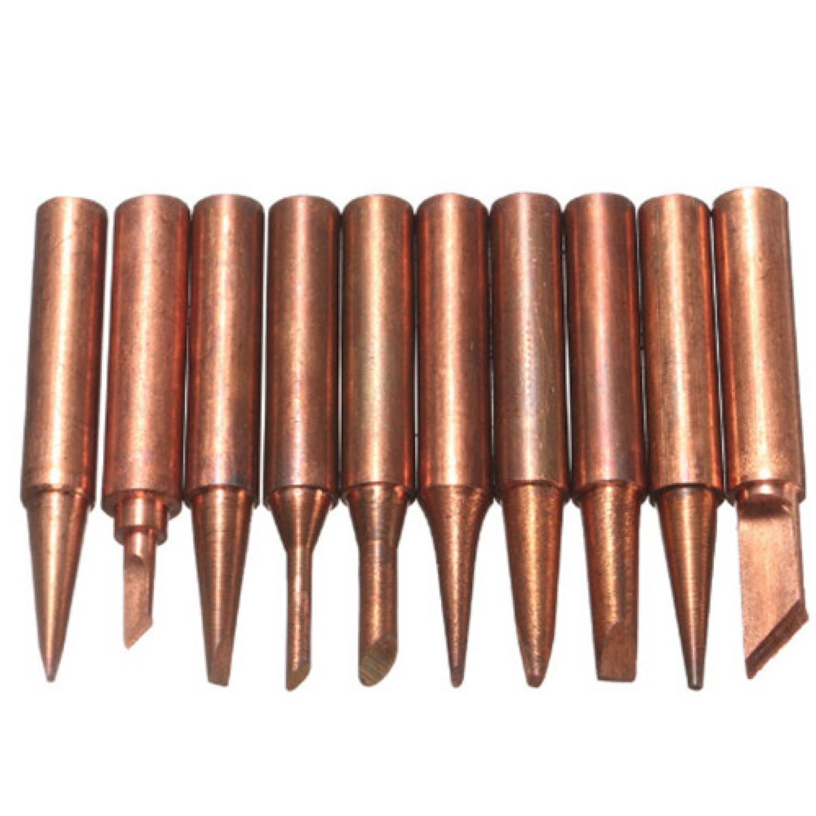 10Pcs 900M-T Soldering Tip Pure Copper Tip Electric Iron Head Series Solder Tool