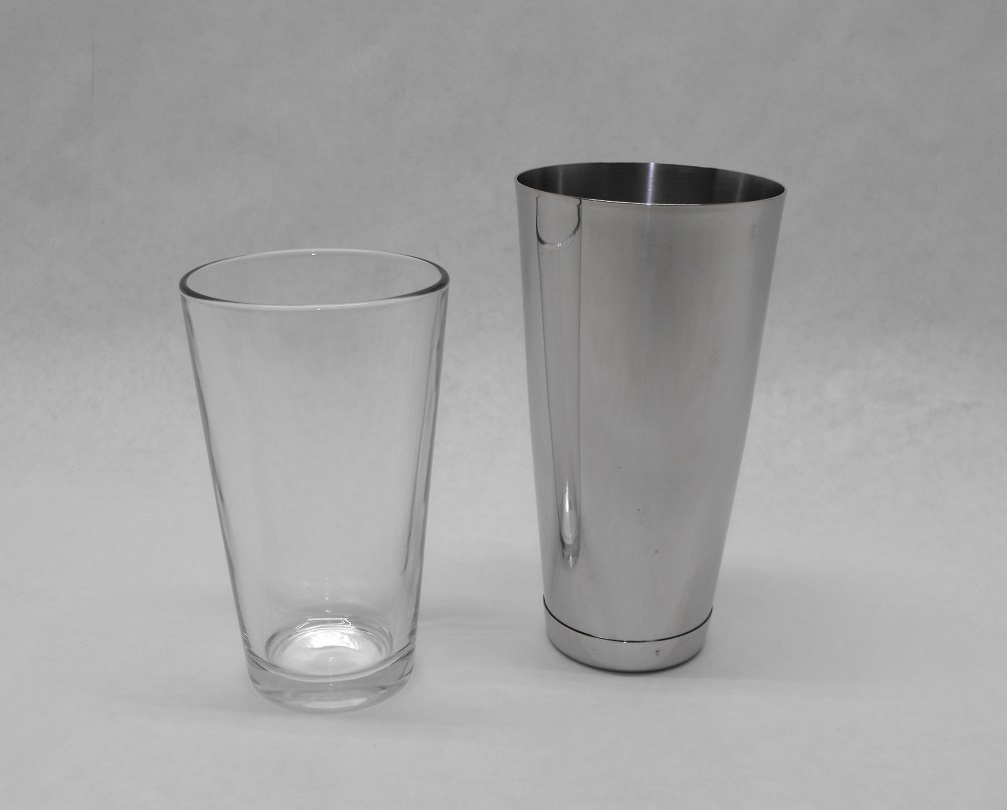 5 Piece BOSTON SHAKER SET Glass, Strainer, Muddler, Spoon & WEIGHTED Tin Bar Kit