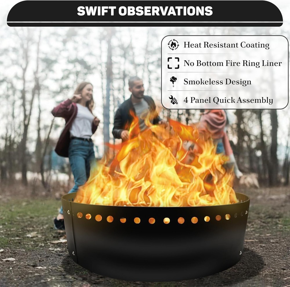 FEBTECH Smokeless Fire Ring Liner - 45" X 12" - Insert for in or Above-Ground