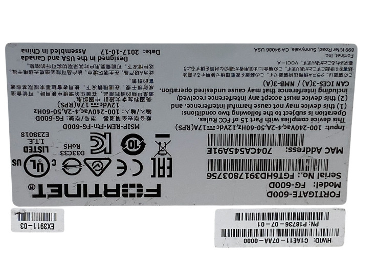 Fortinet FortiGate FG-600D Network Security Firewall Appliance