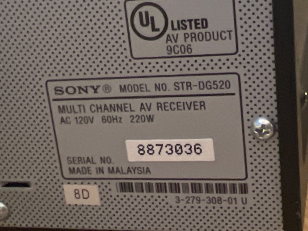 Sony STR-DG520 5.1 Ch Surround/pass-through HDMI Receiver /Remote bundle TESTED!