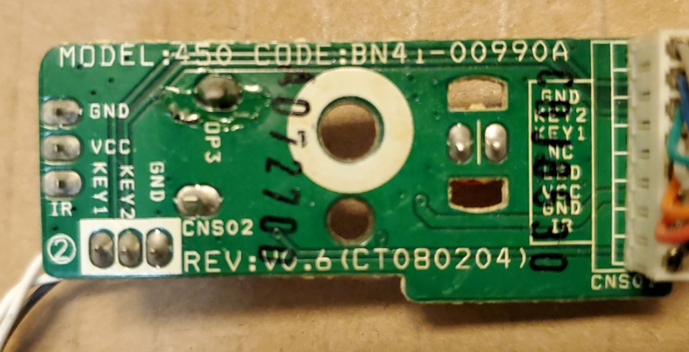 Samsung LN37A450C1D IR Sensor Board BN96-07270D