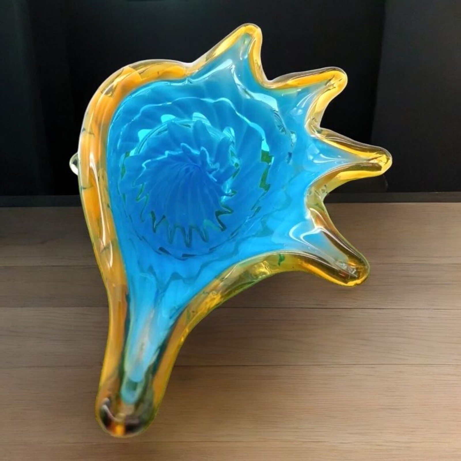 Art Glass Conch Shell Candy Bowl Decor- Coastal Ocean Beach Mermaid Beachcore Ae