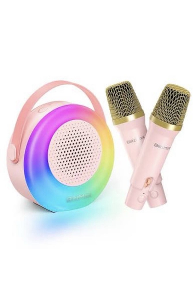 Mini Karaoke Machine for Kids, 2 Wireless Mics, Bluetooth